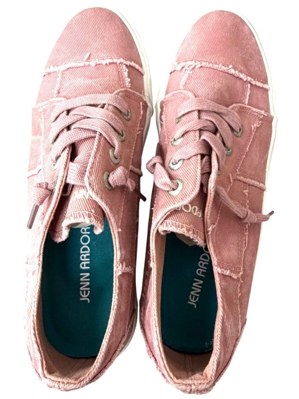 Jenn Ardor Pink Distressed Canvas Lace-Up Sneakers Women's Size 10 US - Picture 6 of 7
